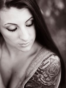 Woman headshot black and white