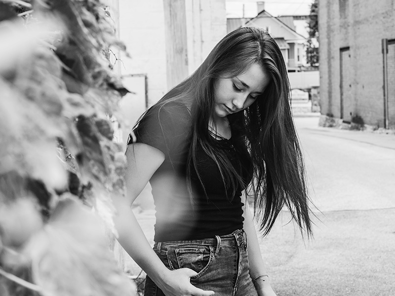 Black and Female black and white portrait